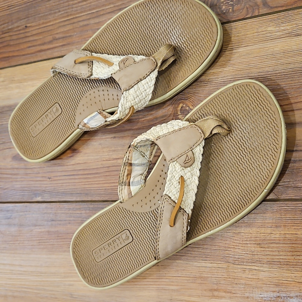 Sperry Tan and Cream Sandals - Picture 2 of 5